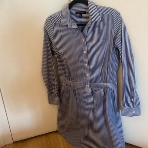 Banana Republic Blue and White Striped Shirt Dress